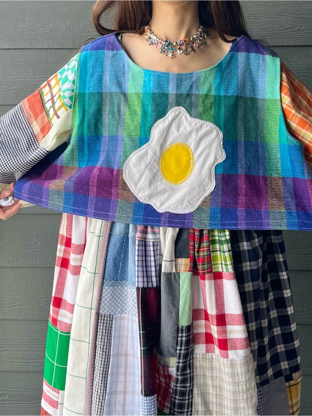 Sunny Side Up | Handmade Vintage Woven Plaid Crop Top SKU 07237